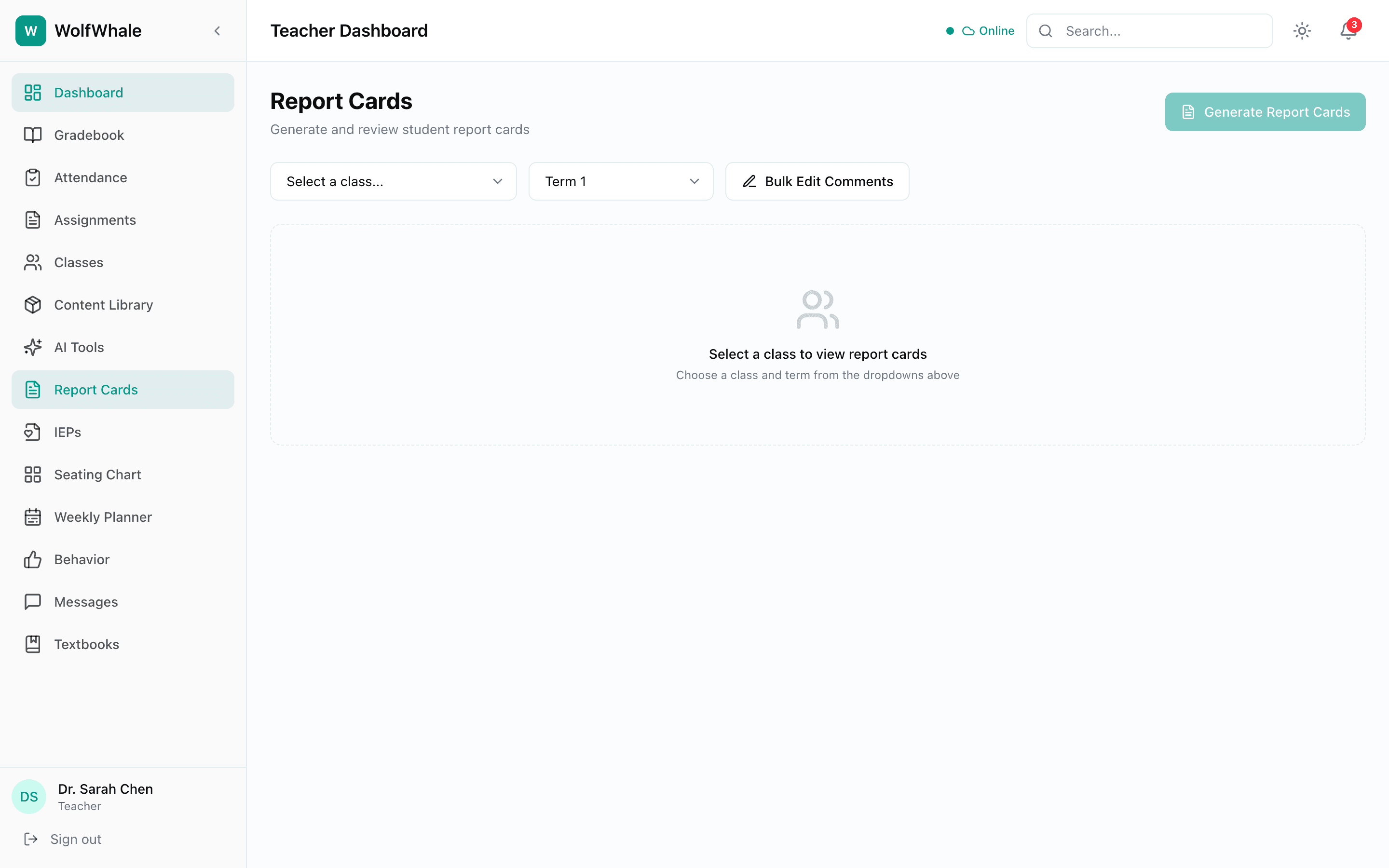 Report Cards — Web